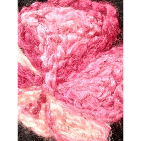 Choices Petite Womens Black Pattern Jacket Pink/Red Floral Applique Metal Button - Picture 8 of 12